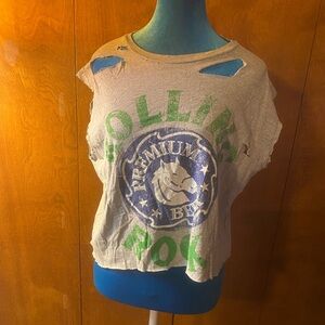 Distressed Graphic Tee with Horse Logo